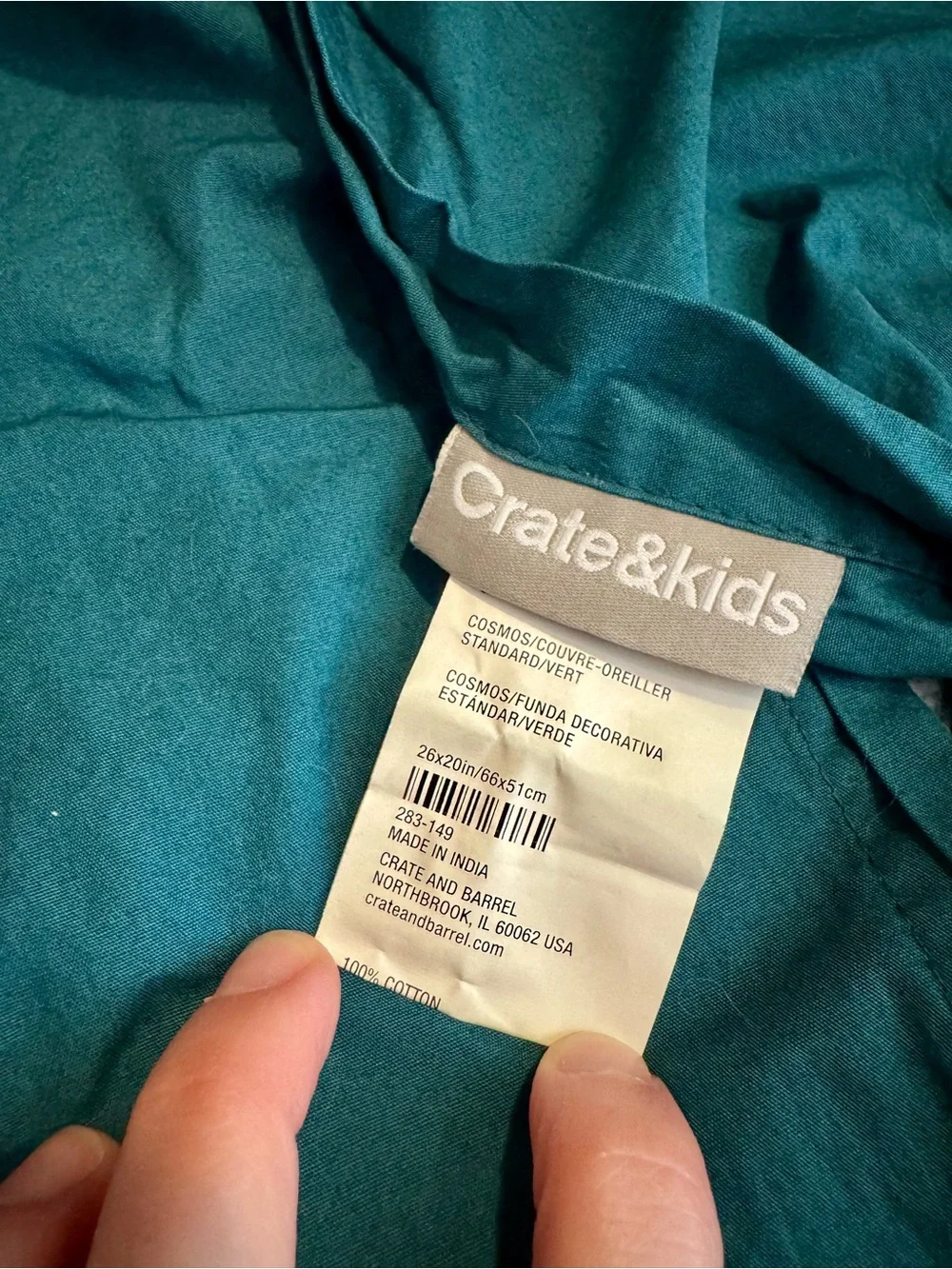 Crate&Barrel Teal and Cream Meteor Shower Pillow Sham